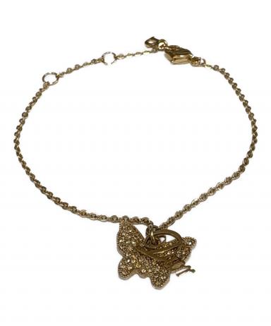 クリスチャン ディオール ブレスレット Diorロゴ アゲハ蝶 ゴールド金具 中古・古着通販】Dior (ディオール) 蝶モチーフブレスレット ゴールド