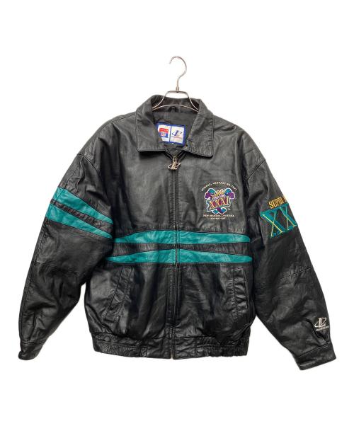 LOGO ATHLETIC（ロゴアスレチック）LOGO ATHLETIC (ロゴアスレチック) NFL (エヌエフエル) レザージャケット ブラック×ブルー サイズ:不明の古着・服飾アイテム