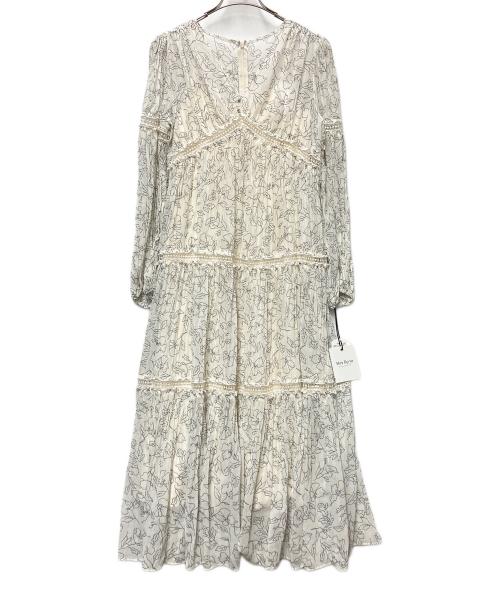 HER LIP TO（ハーリップトゥ）Her lip to (ハーリップトゥ) 長袖ワンピース ホワイト×グレー サイズ:Mの古着・服飾アイテム