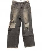 Hysteric Glamourヒステリックグラマー）の古着「KC加工 ワイドデニムパンツ」｜グレー