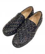 Christian Louboutinクリスチャン・ルブタン）の古着「スリッポン スパイクレザー」｜ブラック