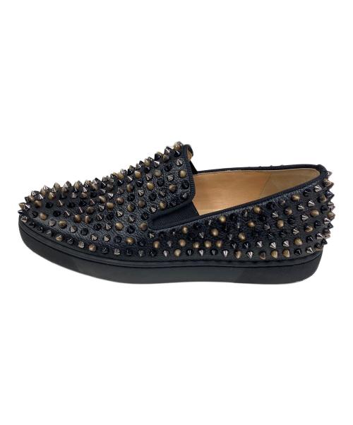 Christian Louboutin（クリスチャン・ルブタン）Christian Louboutin (クリスチャン・ルブタン) スリッポン スパイクレザー ブラック サイズ:42の古着・服飾アイテム