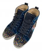 Christian Louboutinクリスチャン・ルブタン）の古着「Louis on Fire veau velours ハイカットスニーカー」｜ブラック×ネイビー