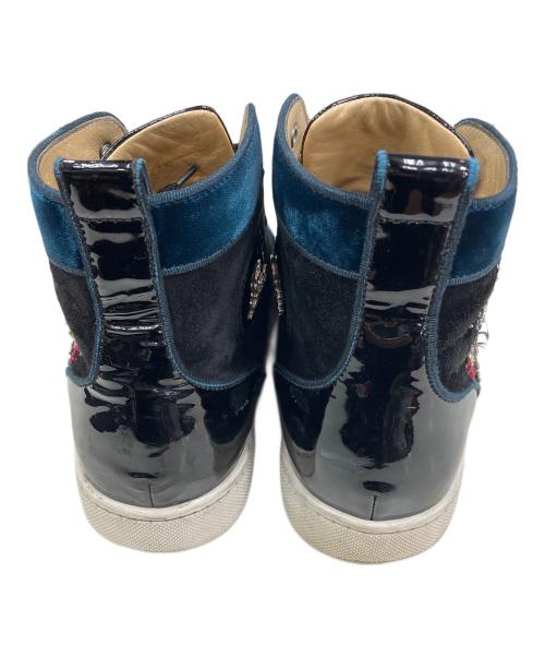 Christian Louboutin（クリスチャン・ルブタン）Christian Louboutin (クリスチャン・ルブタン) Louis on Fire veau velours ハイカットスニーカー ブラック×ネイビー サイズ:42 1/2の古着・服飾アイテム