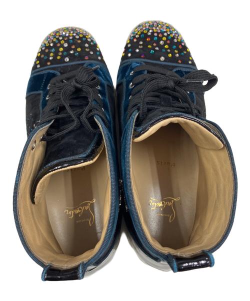 Christian Louboutin（クリスチャン・ルブタン）Christian Louboutin (クリスチャン・ルブタン) Louis on Fire veau velours ハイカットスニーカー ブラック×ネイビー サイズ:42 1/2の古着・服飾アイテム