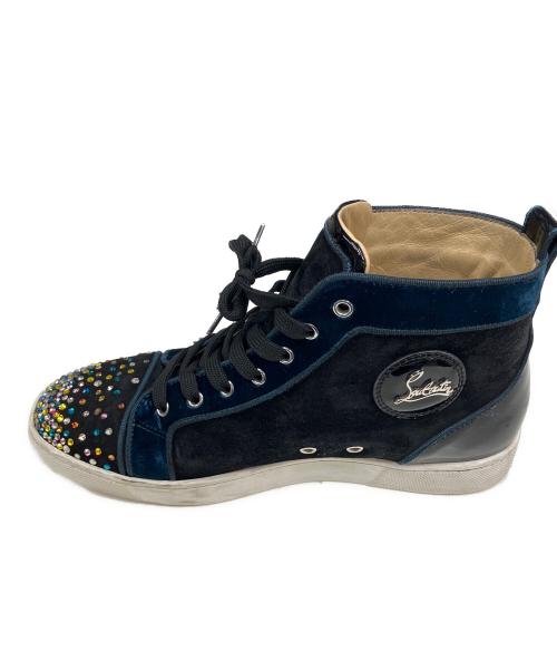 Christian Louboutin（クリスチャン・ルブタン）Christian Louboutin (クリスチャン・ルブタン) Louis on Fire veau velours ハイカットスニーカー ブラック×ネイビー サイズ:42 1/2の古着・服飾アイテム