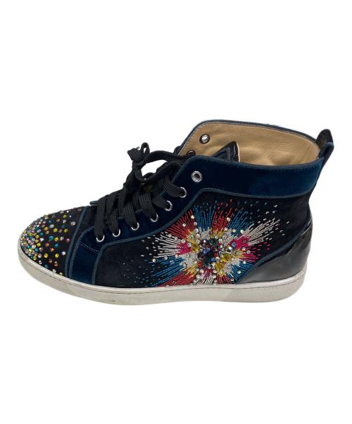 Christian Louboutin（クリスチャン・ルブタン）Christian Louboutin (クリスチャン・ルブタン) Louis on Fire veau velours ハイカットスニーカー ブラック×ネイビー サイズ:42 1/2の古着・服飾アイテム