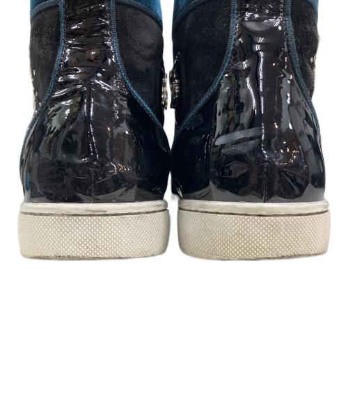 Christian Louboutin（クリスチャン・ルブタン）Christian Louboutin (クリスチャン・ルブタン) Louis on Fire veau velours ハイカットスニーカー ブラック×ネイビー サイズ:42 1/2の古着・服飾アイテム