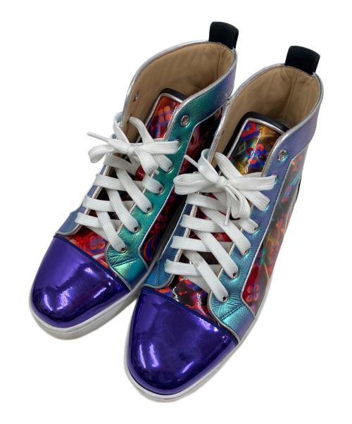 Christian Louboutin（クリスチャン・ルブタン）Christian Louboutin (クリスチャン・ルブタン) LOUIS ORLATO FLAT DISCO ハイカットスニーカー パープル×ブラック サイズ:41の古着・服飾アイテム