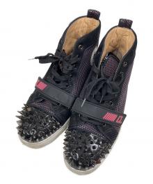 Christian Louboutin（クリスチャン・ルブタン）の古着「ルイス スタッズハイカットスニーカー」｜ブラック×ピンク