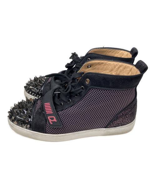 Christian Louboutin（クリスチャン・ルブタン）Christian Louboutin (クリスチャン・ルブタン) ルイス スタッズハイカットスニーカー ブラック×ピンク サイズ:42 1/2の古着・服飾アイテム