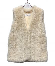 Rie miller（リエ ミラー）の古着「エコファーミドル丈ジレ」｜アイボリー