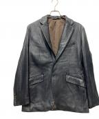 MEN'S BIGIメンズビギ）の古着「レザージャケット」｜ネイビー
