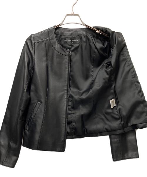 JEAN LOUIS SCHERRER（ジャンルイ シェレル）JEAN LOUIS SCHERRER (ジャンルイ シェレル) ノーカラーシングルライダースレザージャケット ブラック サイズ:Mの古着・服飾アイテム