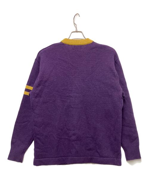 Pherrow's（フェローズ）PHERROW'S (フェローズ) 厚手カーディガン パープル×イエロー サイズ:40の古着・服飾アイテム