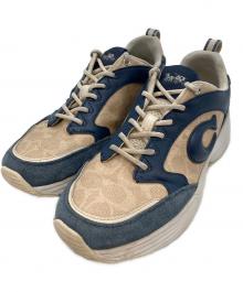 COACH（コーチ）の古着「ストライダースニーカーシグネチャーキャンバス」｜ブルー×ベージュ