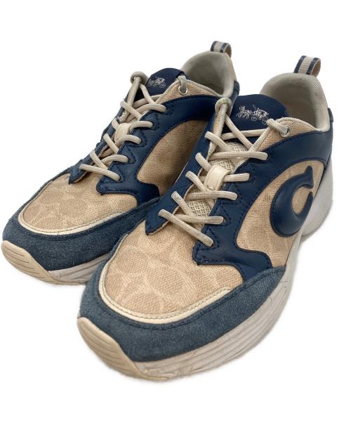 COACH（コーチ）COACH (コーチ) ストライダースニーカーシグネチャーキャンバス ブルー×ベージュ サイズ:US8Bの古着・服飾アイテム