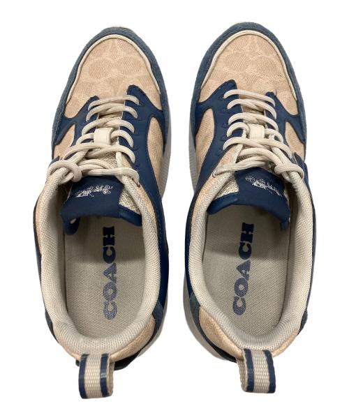 COACH（コーチ）COACH (コーチ) ストライダースニーカーシグネチャーキャンバス ブルー×ベージュ サイズ:US8Bの古着・服飾アイテム