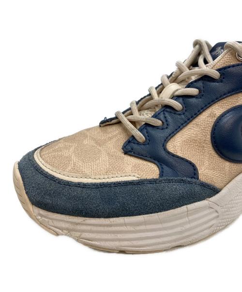 COACH（コーチ）COACH (コーチ) ストライダースニーカーシグネチャーキャンバス ブルー×ベージュ サイズ:US8Bの古着・服飾アイテム