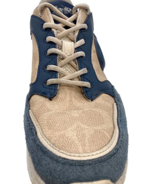 COACH（コーチ）COACH (コーチ) ストライダースニーカーシグネチャーキャンバス ブルー×ベージュ サイズ:US8Bの古着・服飾アイテム