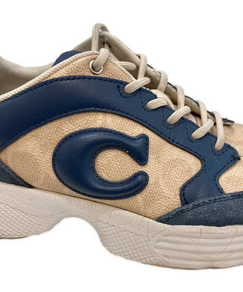 COACH（コーチ）COACH (コーチ) ストライダースニーカーシグネチャーキャンバス ブルー×ベージュ サイズ:US8Bの古着・服飾アイテム