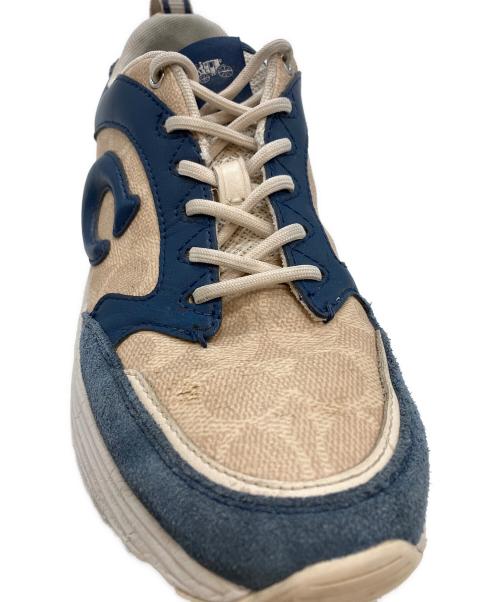 COACH（コーチ）COACH (コーチ) ストライダースニーカーシグネチャーキャンバス ブルー×ベージュ サイズ:US8Bの古着・服飾アイテム