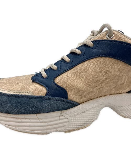 COACH（コーチ）COACH (コーチ) ストライダースニーカーシグネチャーキャンバス ブルー×ベージュ サイズ:US8Bの古着・服飾アイテム
