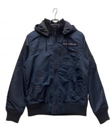 ALPHA（アルファ）の古着「HOODED RIB JACKET」｜ネイビー