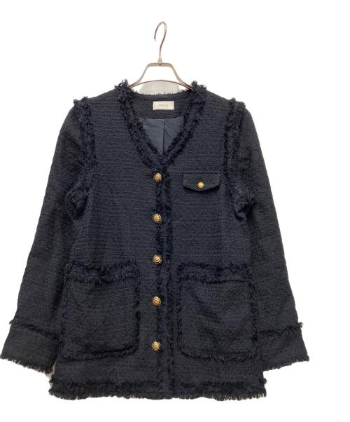 ORGUE（オルグ）ORGUE (オルグ) Tweed fringe 2way jacket ネイビー サイズ:Mの古着・服飾アイテム