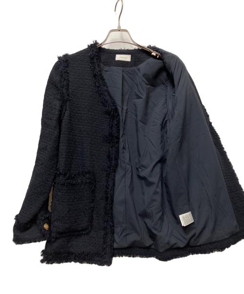 ORGUE（オルグ）ORGUE (オルグ) Tweed fringe 2way jacket ネイビー サイズ:Mの古着・服飾アイテム