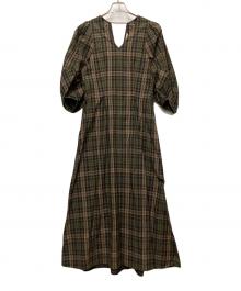 Curensology（カレンソロジー）の古着「半袖ワンピース」｜カーキ×ブラック