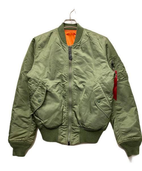 ALPHA INDUSTRIES（アルファインダストリーズ）ALPHA INDUSTRIES (アルファインダストリーズ) MA-1フライトジャケット オリーブ×オレンジ サイズ:Ｓの古着・服飾アイテム