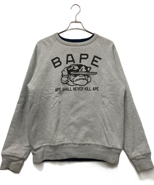 A BATHING APE（ア ベイシング エイプ）A BATHING APE (ア ベイシング エイプ) リバーシブルスウェット グレー×ネイビー サイズ:Mの古着・服飾アイテム