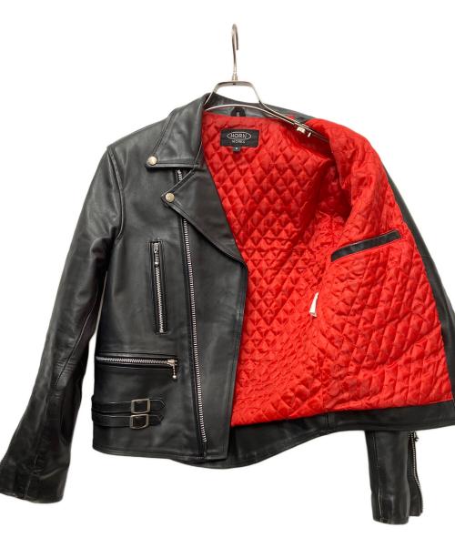 HORN WORKS（ホーンワークス）HORN WORKS (ホーンワークス) ダブルライダースジャケット ブラック×レッド サイズ:Sの古着・服飾アイテム