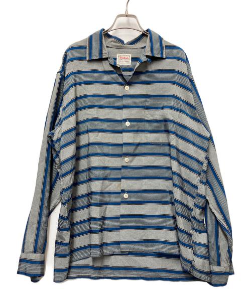 Truval（テュルーバル）TruVal (テュルーバル) 長袖シャツ グレー×ブルー サイズ:Lの古着・服飾アイテム
