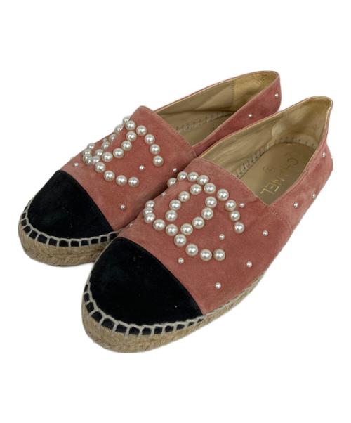 CHANEL（シャネル）CHANEL (シャネル) ココマークエスパドリーユサンダル ベージュ×ピンク サイズ:37の古着・服飾アイテム