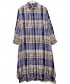 ICHI Antiquitesイチアンティークス）の古着「長袖ワンピース」｜ネイビー×レッド