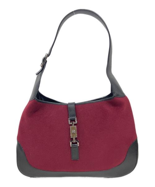 GUCCI（グッチ）GUCCI (グッチ) ジャッキーライン ショルダーバッグ セミショルダー ワンショルダー レッド×ブラックの古着・服飾アイテム
