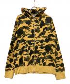 A BATHING APEア ベイシング エイプ）の古着「Camo Shark Full Zip Hoodie」｜イエロー×カーキ