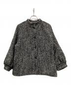 IENAイエナ）の古着「ヘリンボンツイードハーフコート」｜ブラック×ホワイト