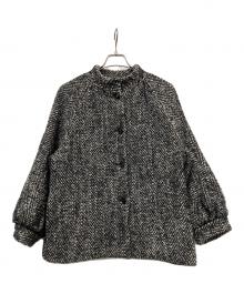 IENA（イエナ）の古着「ヘリンボンツイードハーフコート」｜ブラック×ホワイト