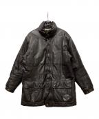 Eddie Bauerエディーバウアー）の古着「レザーダウンジャケット」｜ブラウン