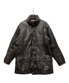 Eddie Bauer（エディーバウアー）の古着「レザーダウンジャケット」｜ブラウン