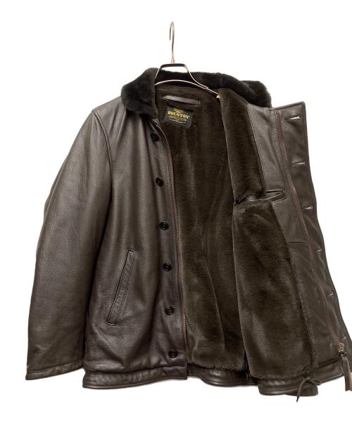 HOUSTON（ヒューストン）HOUSTON (ヒューストン) COW LEATHER N-1 DECK JACKET ブラウン サイズ:40Rの古着・服飾アイテム