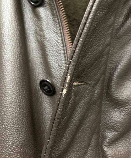 HOUSTON（ヒューストン）HOUSTON (ヒューストン) COW LEATHER N-1 DECK JACKET ブラウン サイズ:40Rの古着・服飾アイテム