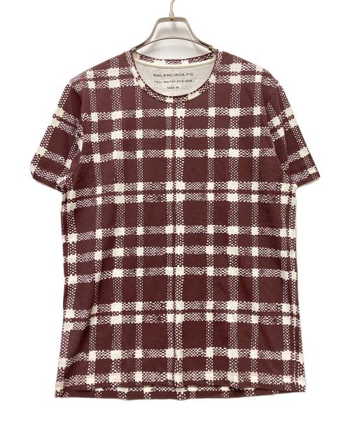 BALENCIAGA（バレンシアガ）BALENCIAGA (バレンシアガ) 半袖Tシャツ ホワイト×ブラウン サイズ:Mの古着・服飾アイテム