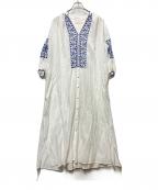 ne quittez pasヌキテパ）の古着「長袖ワンピース」｜ホワイト×ブルー