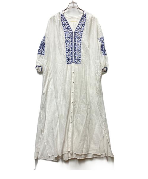 ne quittez pas（ヌキテパ）ne quittez pas (ヌキテパ) 長袖ワンピース ホワイト×ブルー サイズ:Mの古着・服飾アイテム