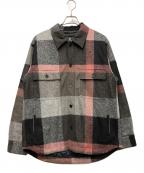 BLACK LABEL CRESTBRIDGEブラックレーベル クレストブリッジ）の古着「スライバーチェックパデッドCPOシャツ」｜ブラック×ピンク