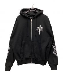 REFLEM（レフレム）の古着「クロス刺繍ジップアップパーカー」｜ブラック